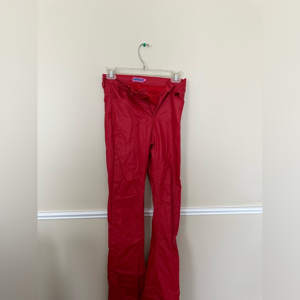 Edikted Red Leather Pants Size M